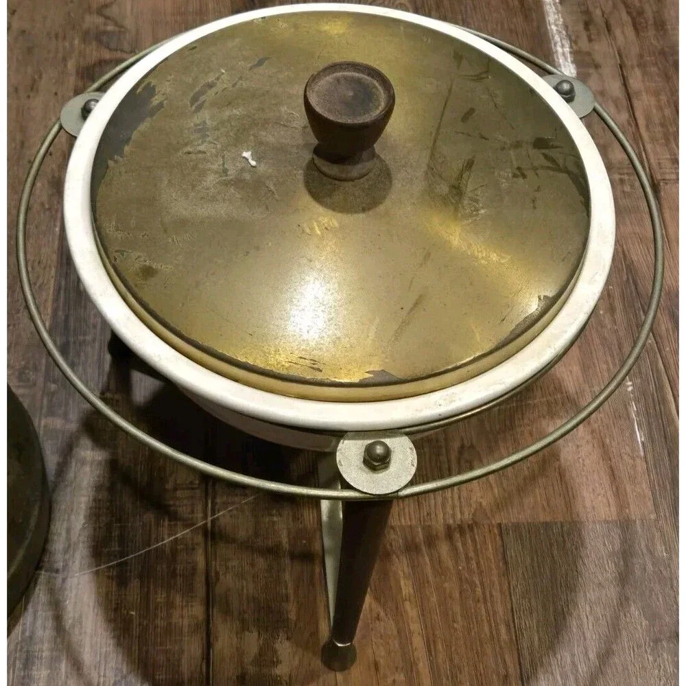 Fiestaware Kitchen Kraft Vintage Ovenserve Ivory Bowl  In Warming Chafing Stand